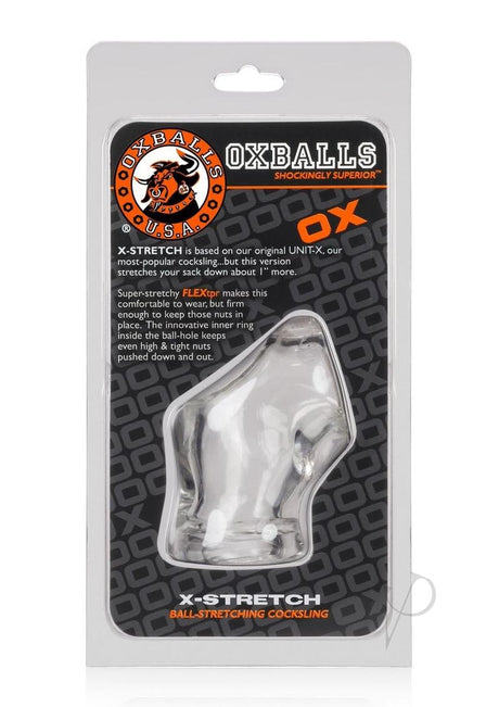 Oxballs Atomic Jock Unit-X Cock Ring and Ball Stretcher 3in - Clear