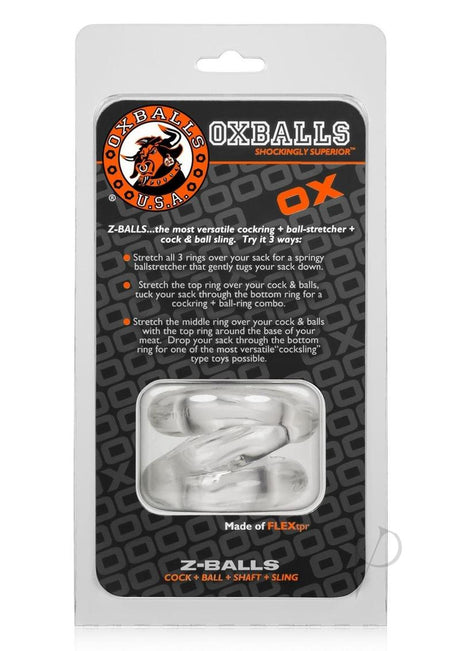 Oxballs Atomic Jock Z-Balls Cock Ring and Ball Stretcher - Clear