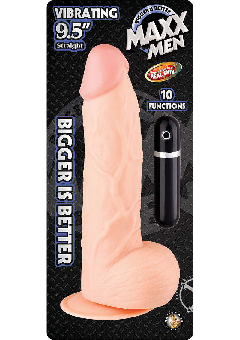 Maxx Men Straight Vibrating Dildo 9.5in - Vanilla