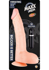 Maxx Men Curved Vibrating Dildo 11in - Vanilla