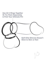 Fantasy C-Ringz Silicone 3-Ring Stamina Cock Ring Set - Black