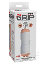 Pipedream Extreme Toyz Tight Grip Pussy and Mouth Masturbator - Pussy and Mouth - White/Vanilla