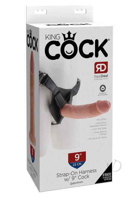 King Cock Strap on Harness with Dildo 9in - Vanilla