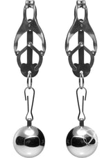 Master Series Deviant Monarch Weighted Nipple Clamps - Silver