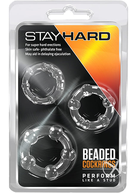 Stay Hard Beaded Cock Rings (3 Sizes) - Clear