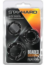 Stay Hard Beaded Cock Rings (3 Sizes) - Black