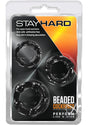 Stay Hard Beaded Cock Rings (3 Sizes) - Black