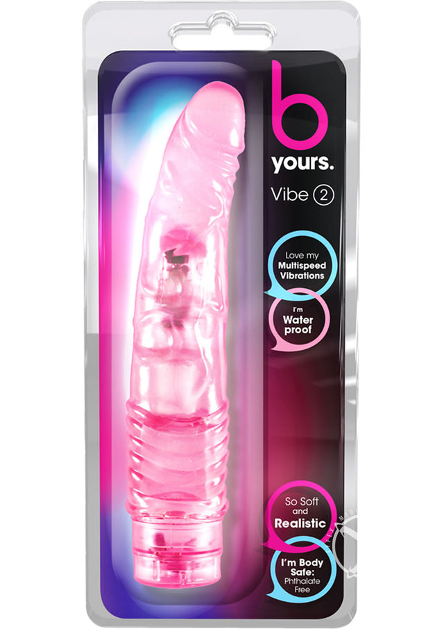 B Yours Vibe 2 Vibrating Dildo 9in - Pink