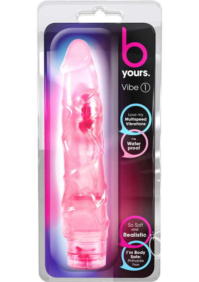 B Yours Vibe 1 Vibrating Dildo 9in - Pink