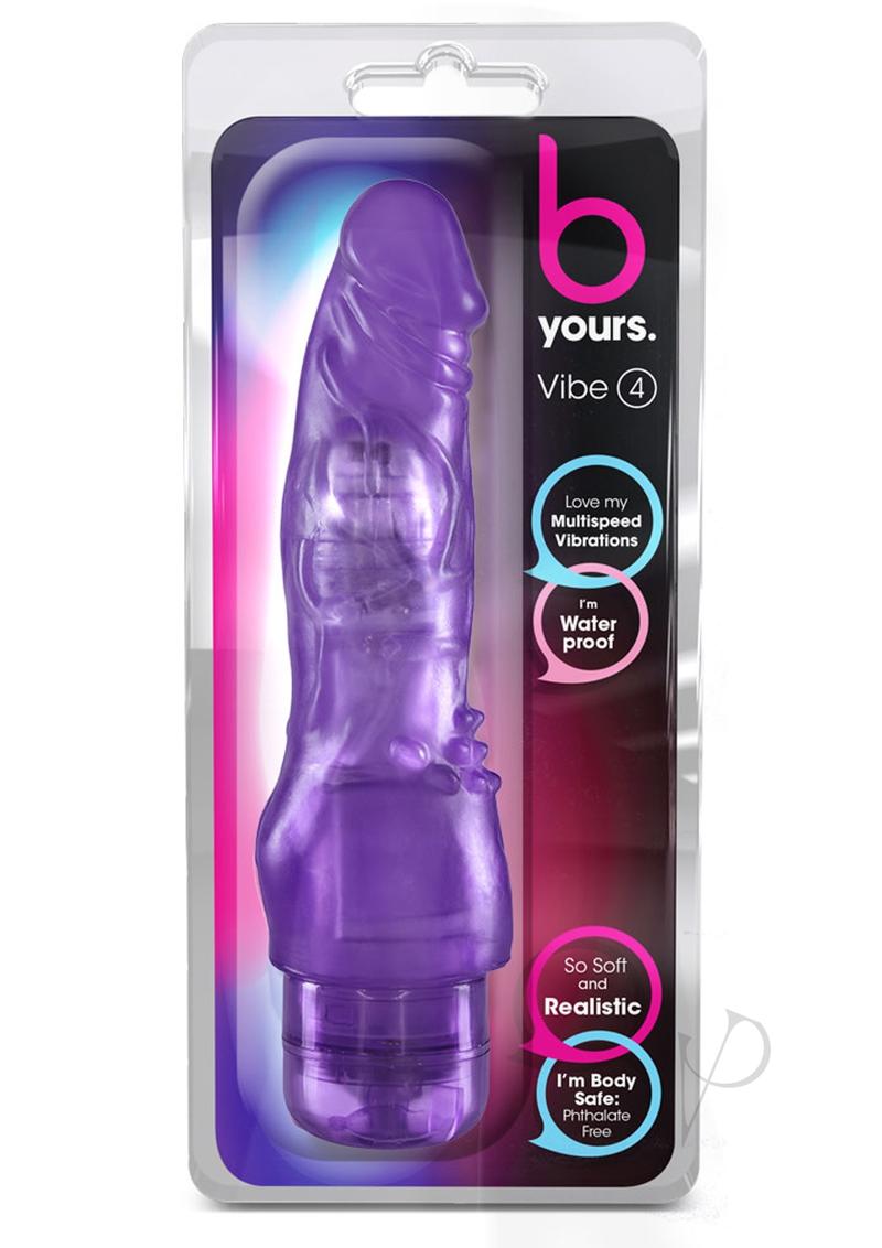 B Yours Vibe 4 Vibrating Dildo 8in - Purple