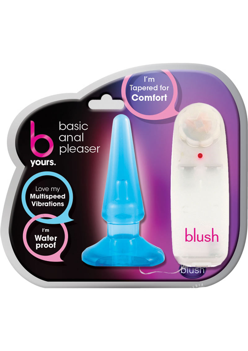 B Yours Basic Vibrating Butt Plug with Remote Control - Blue