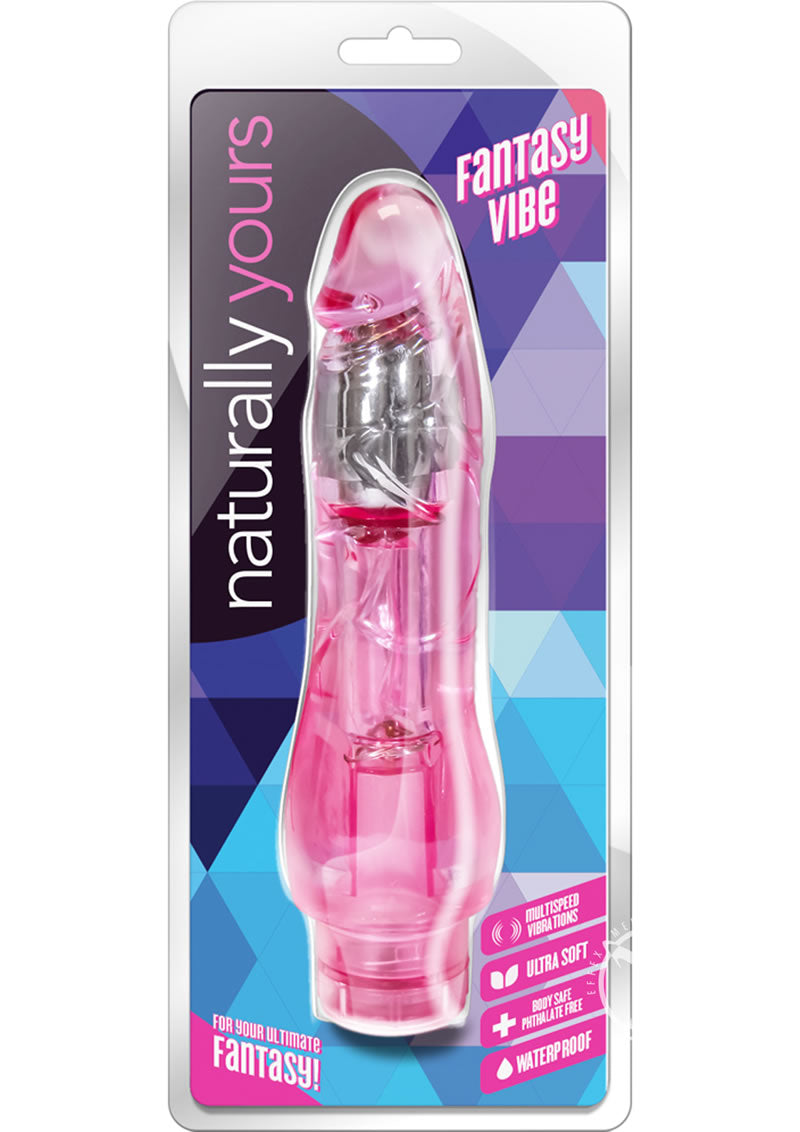 Naturally Yours Fantasy Vibrating Dildo 8.5in - Pink