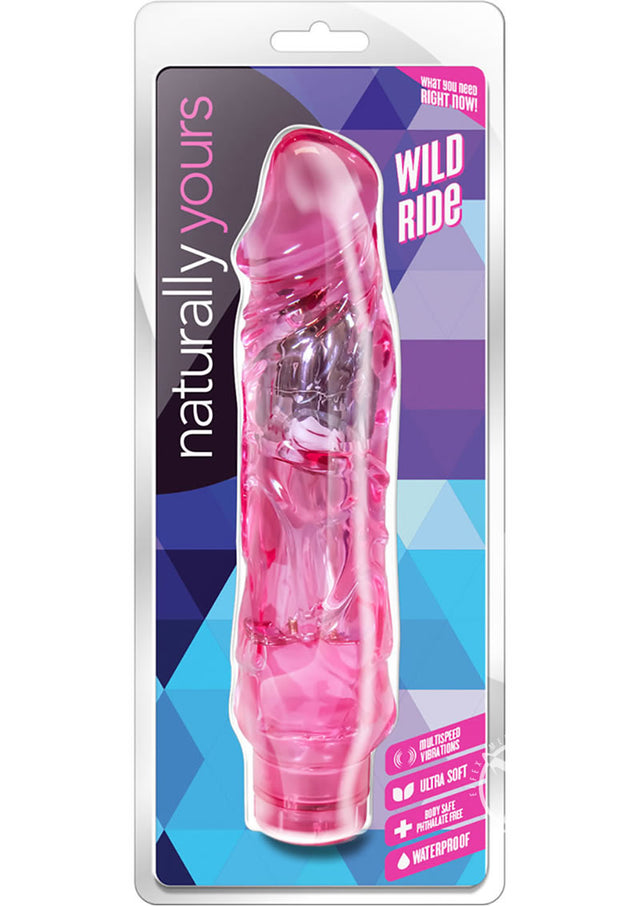 Naturally Yours Wild Ride Vibrating Dildo 9in - Pink