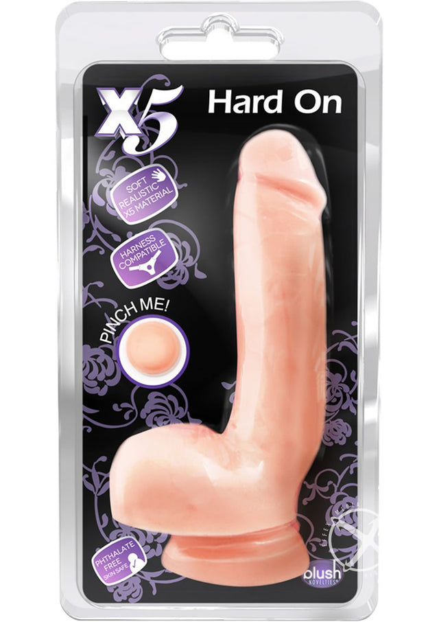 X5 Hard on Dildo With Balls 8.75in - Vanilla