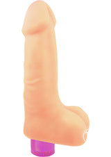 X5 Plus Vibrating Dildo with Balls 7in - Vanilla