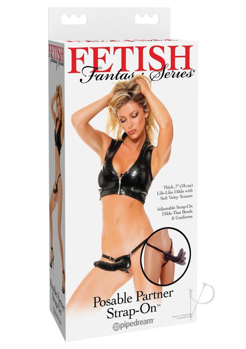 Fetish Fantasy Series Posable Partner Strap-On Dildo and Adjustable Harness 7in - Black