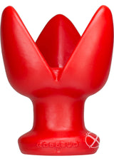 Oxballs Rosebud-1 Silicone Butt Plug with 3 Flanges - Red