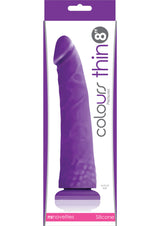 Colours Pleasures Silicone Thin Dildo 8in - Purple