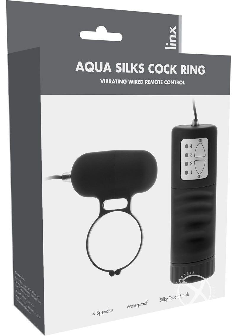 Linx Aqua Silks Vibrating Cock Ring with Remote Control - Black