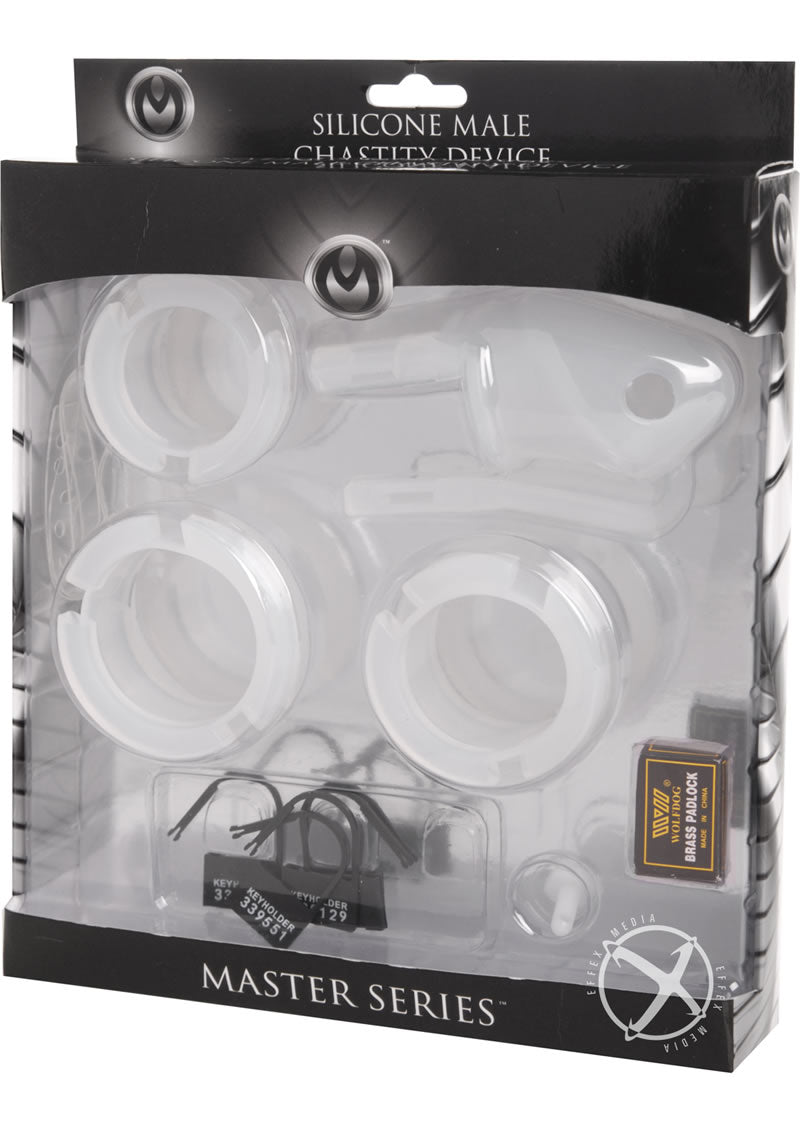 Master Series Sado Chamber Silicone Male Chastity Device - Clear