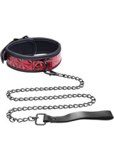 Master Series - Crimson Tied Chained Collar with Leash - Red and Black