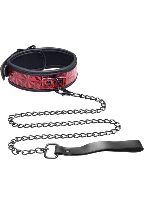 Master Series - Crimson Tied Chained Collar with Leash - Red and Black