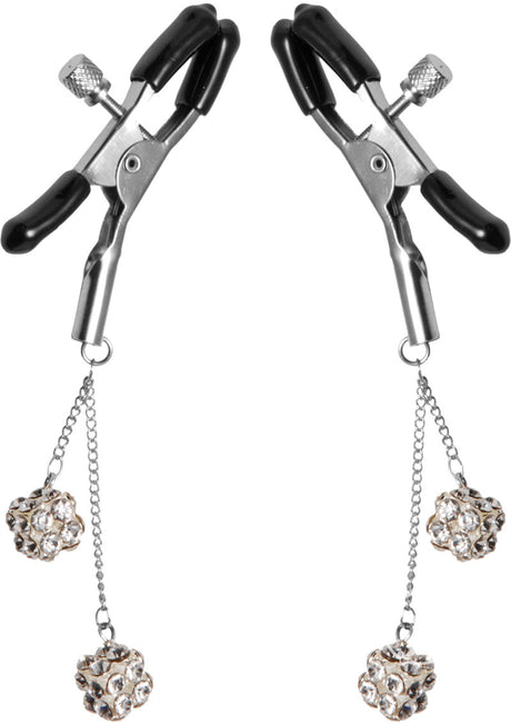 Master Series Ornament Adjustable Nipple Clamps w/ Jewel Accents - Black