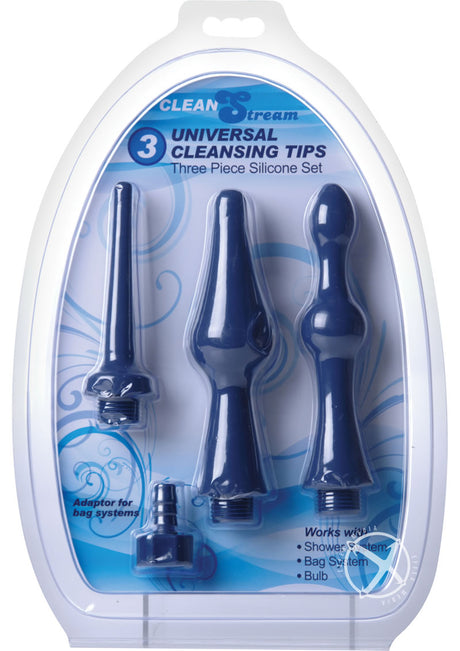 CleanStream Universal 3 Piece Silicone Enema Attachment Set - Blue