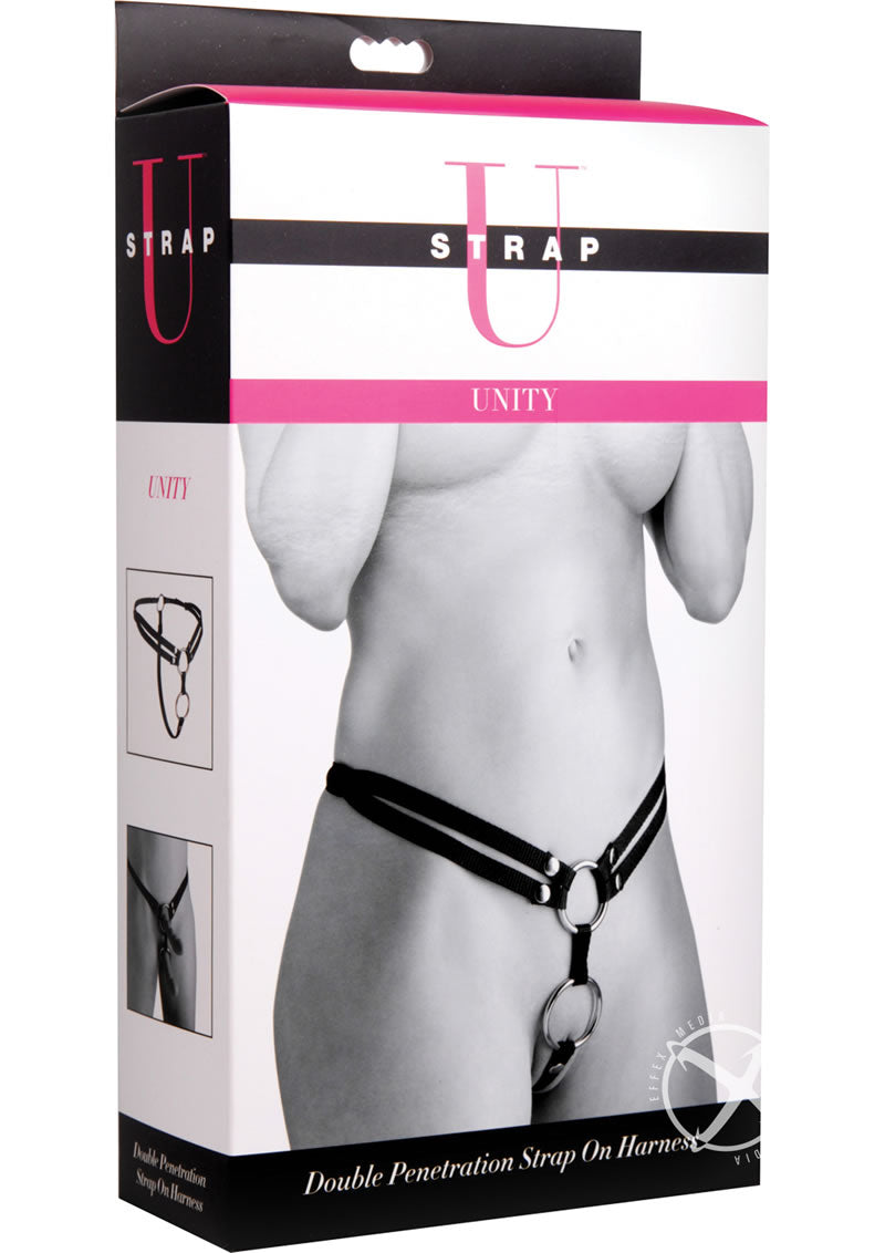 Strap U Unity Double Penetration Strap On Harness - Black