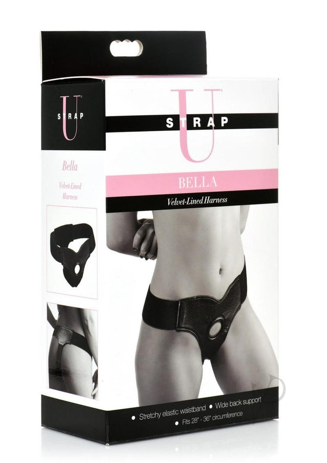 Strap U Bella Velvet-Lined Elastic Strap On Harness - Black