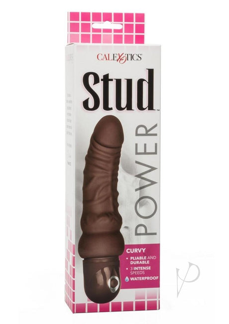 Power Stud Curvy Vibrating Dildo - Chocolate