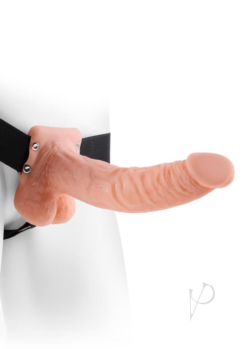 Fetish Fantasy Series Hollow Strap-On Dildo with Balls and Stretchy Harness 9in - Vanilla