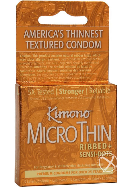 Kimono MicroThin Condoms Ribbed Plus Sensi Dots 3 Pack