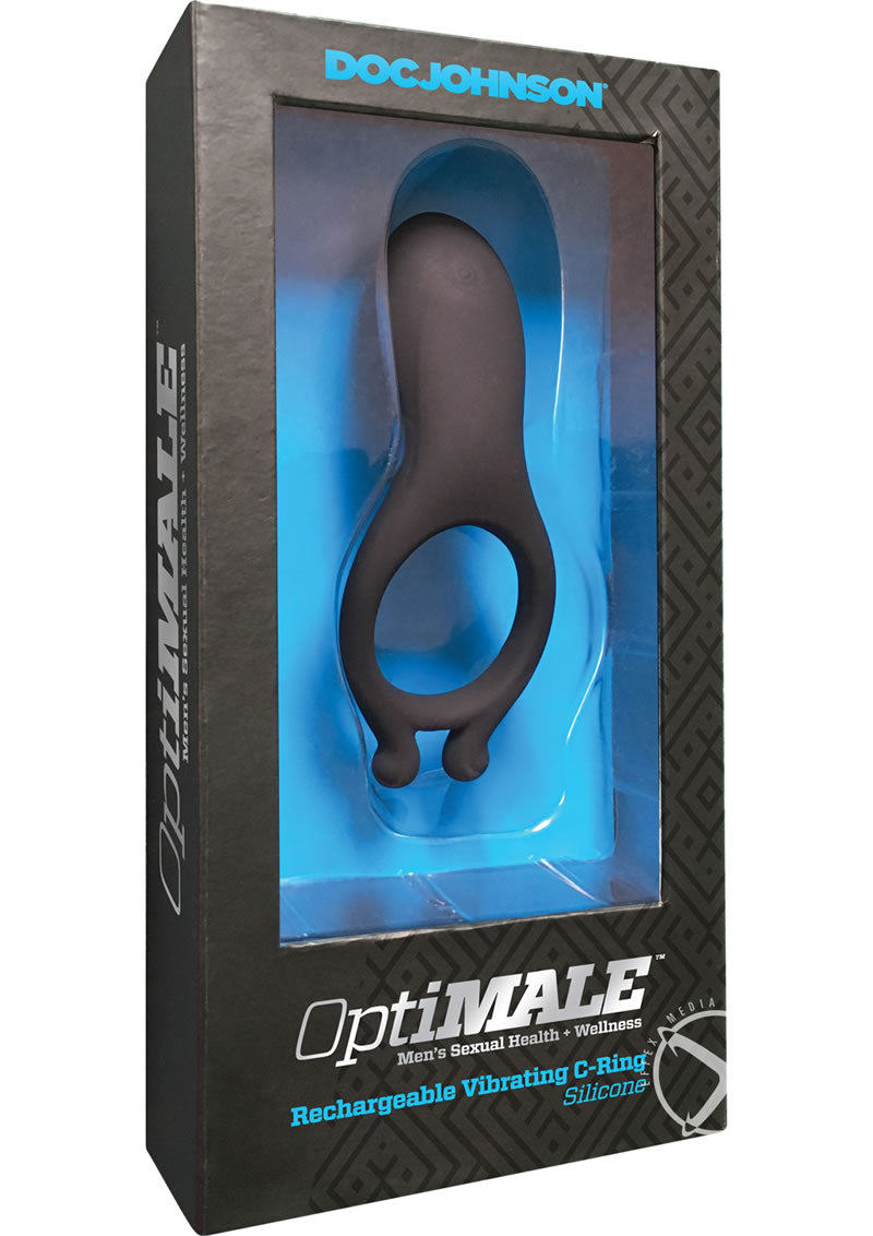 OptiMALE Rechargeable Silicone Vibrating Cock Ring - Black
