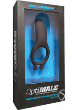 OptiMALE Rechargeable Silicone Vibrating Cock Ring - Black