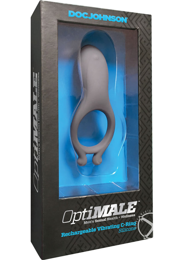 OptiMALE Rechargeable Silicone Vibrating Cock Ring - Slate