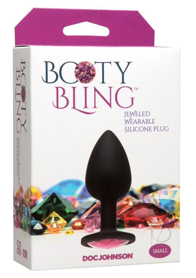 Booty Bling Jeweled Silicone Anal Plug - Small - Pink