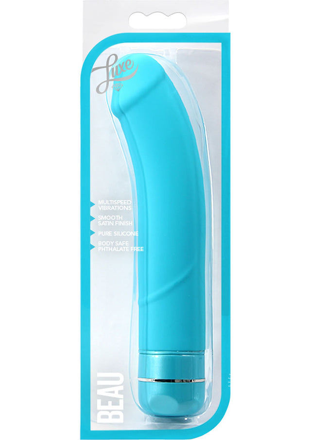 Luxe Beau Vibrating Silicone Dildo 8.5in - Blue