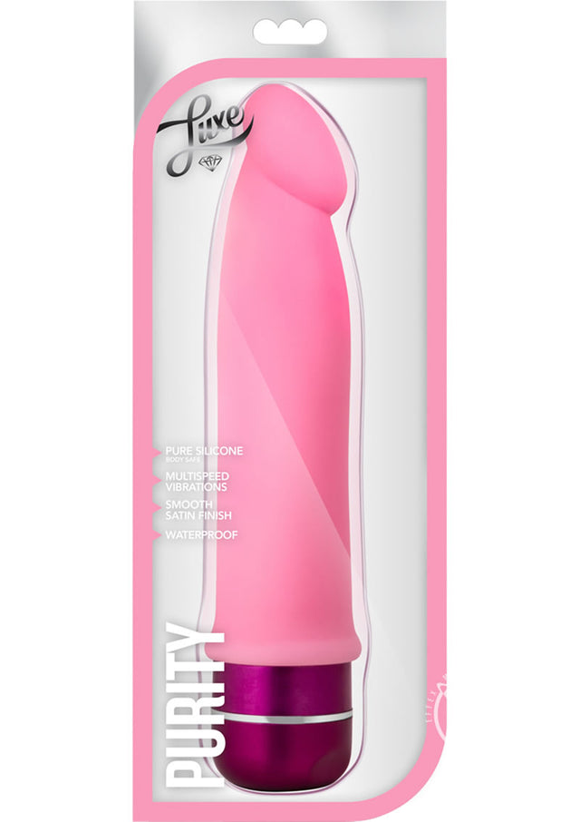 Luxe Purity Vibrating Dildo 7.5in Silicone - Pink