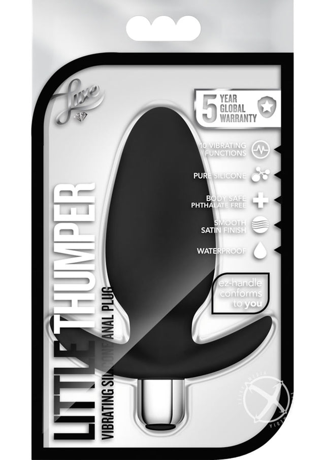 Luxe Little Thumper Silicone Butt Plug- Black