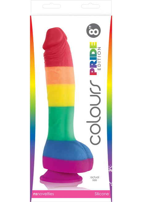 Colours Pride Edition Silicone Dildo 8in - Rainbow