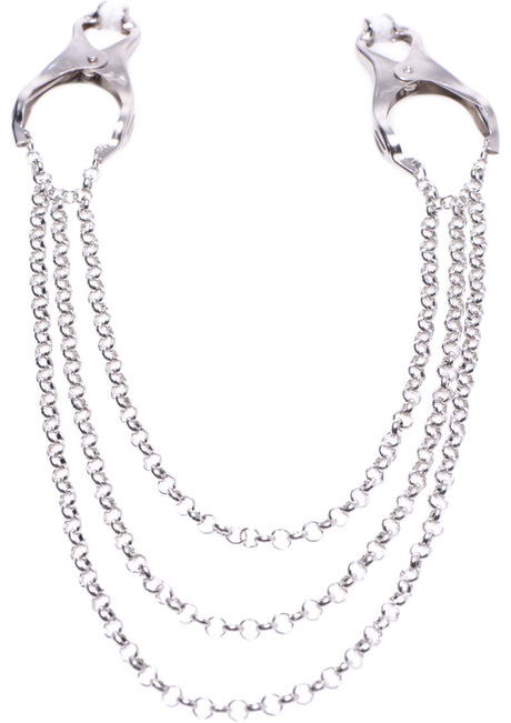 Master Series Affix Triple Chain Nipple Clamps - Silver