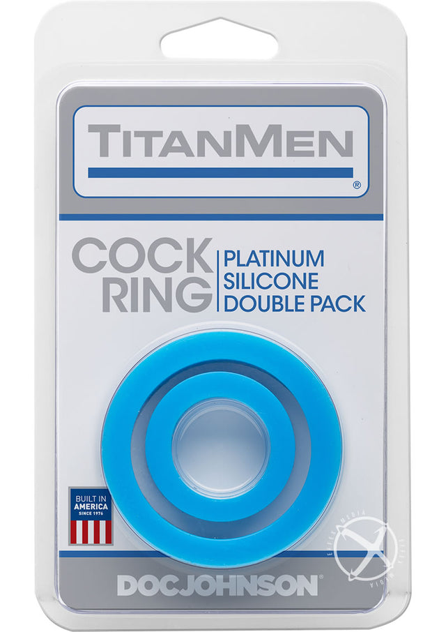 TitanMen Platimum Silicone Cock Rings (2 Piece Kit) - Blue
