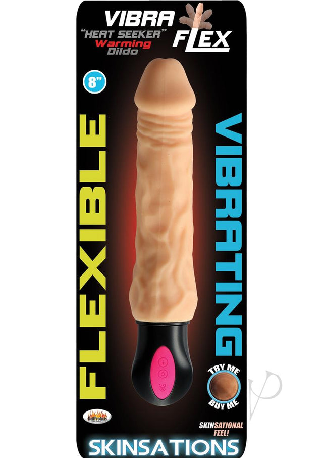 Skinsations Vibra Flex Heat Seeker Warming Dildo 8in - Vanilla