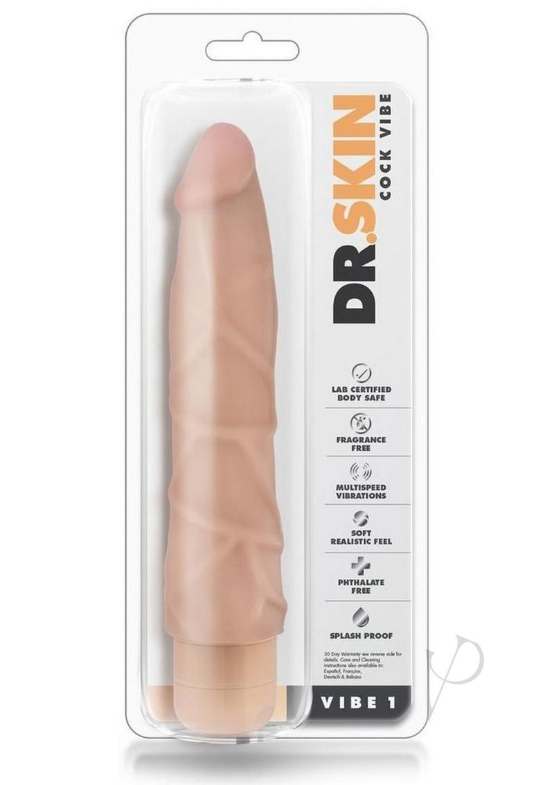 Dr. Skin Silver Collection Cock Vibe 1 Vibrating Dildo 9in - Vanilla