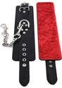 Rouge Leather Wrist Cuffs with Faux Fur Lining - Black And Red