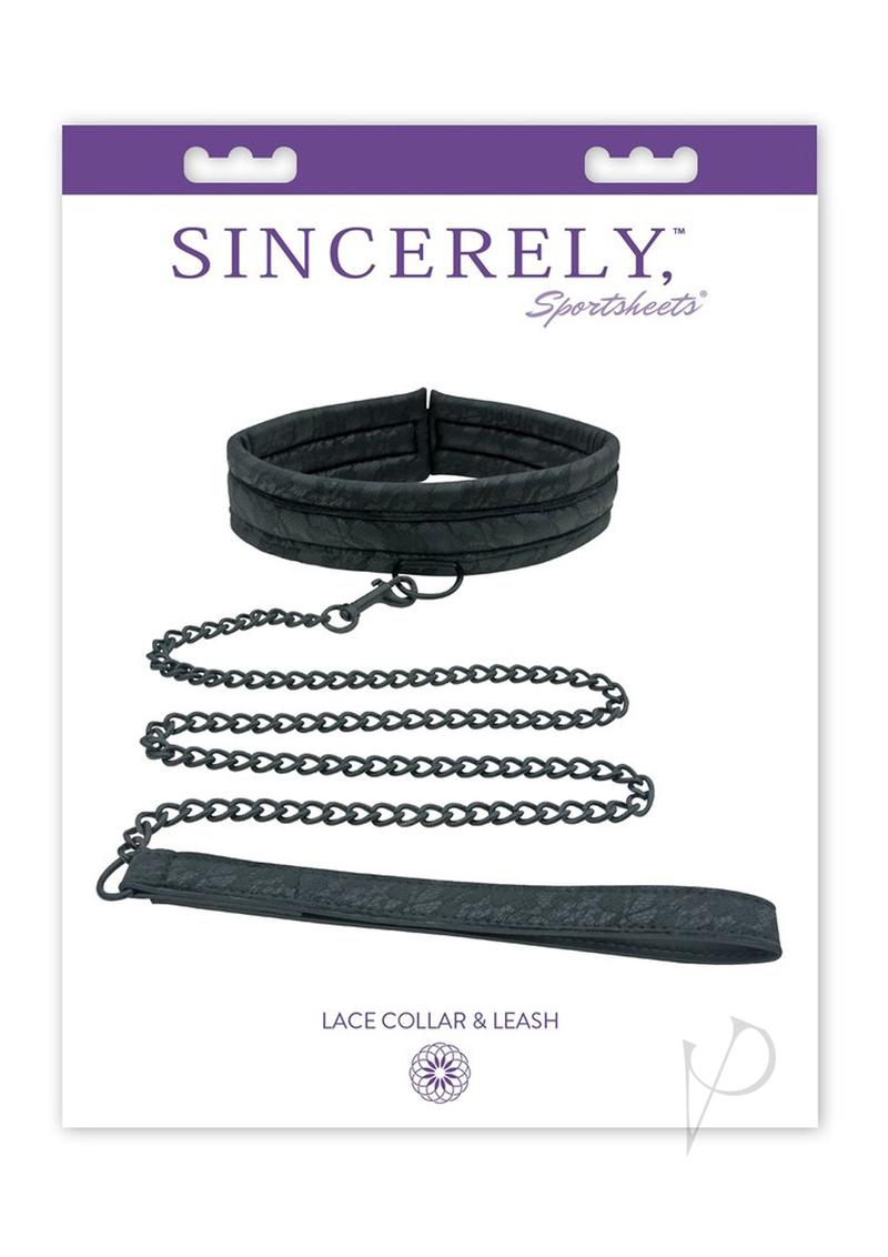 Sincerely Lace Adjustable Collar and Leash Set - Black