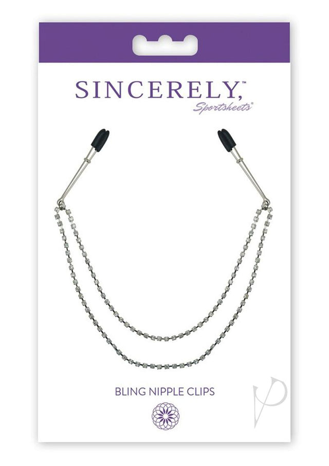 Sincerely Bling Nipple Clips 20in - Silver/Black