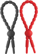 Ram Ultra Clinchers Silicone Cock Ties (2 each per pack) - Black/Red