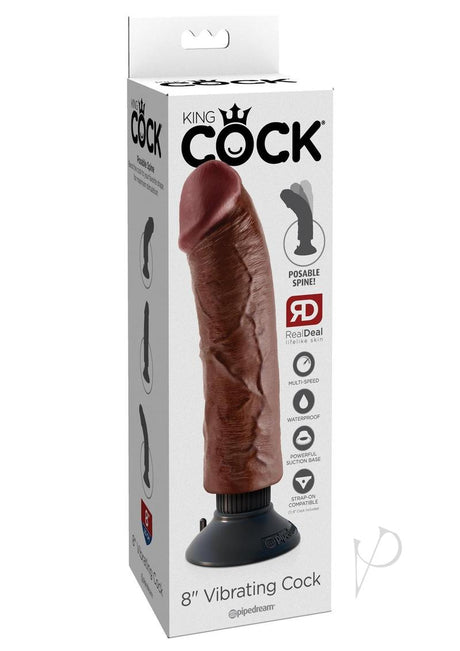 King Cock Vibrating Dildo 8in - Chocolate